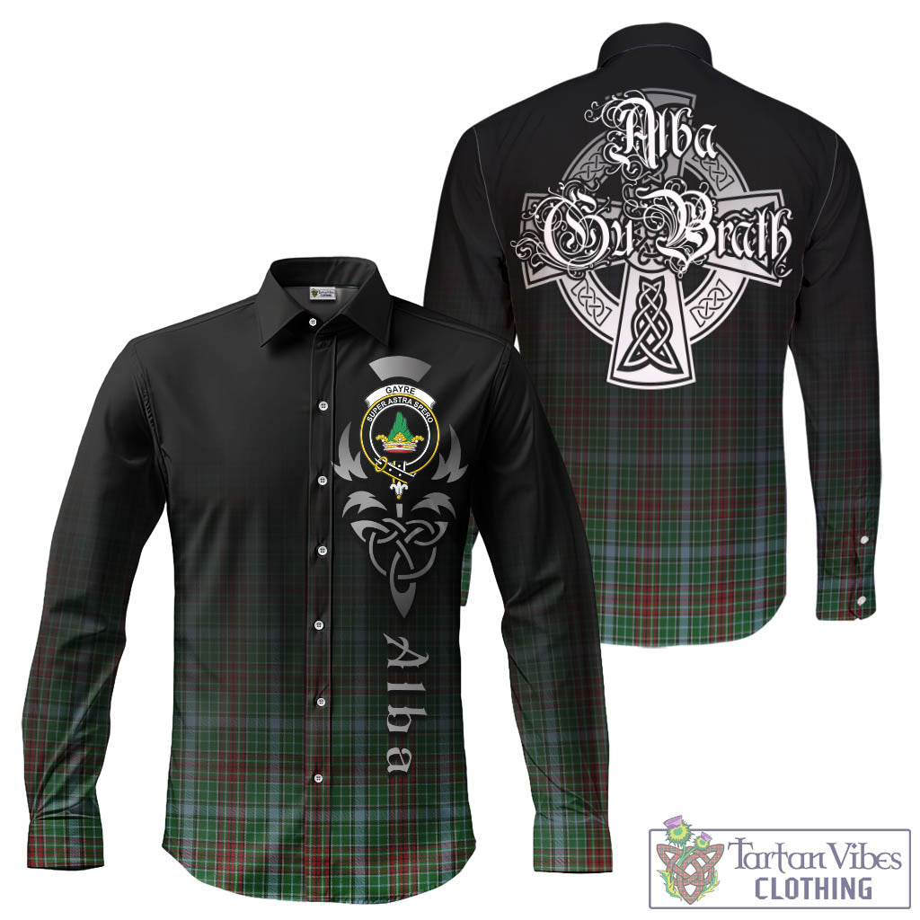 Tartan Vibes Clothing Gayre Tartan Long Sleeve Button Up Featuring Alba Gu Brath Family Crest Celtic Inspired