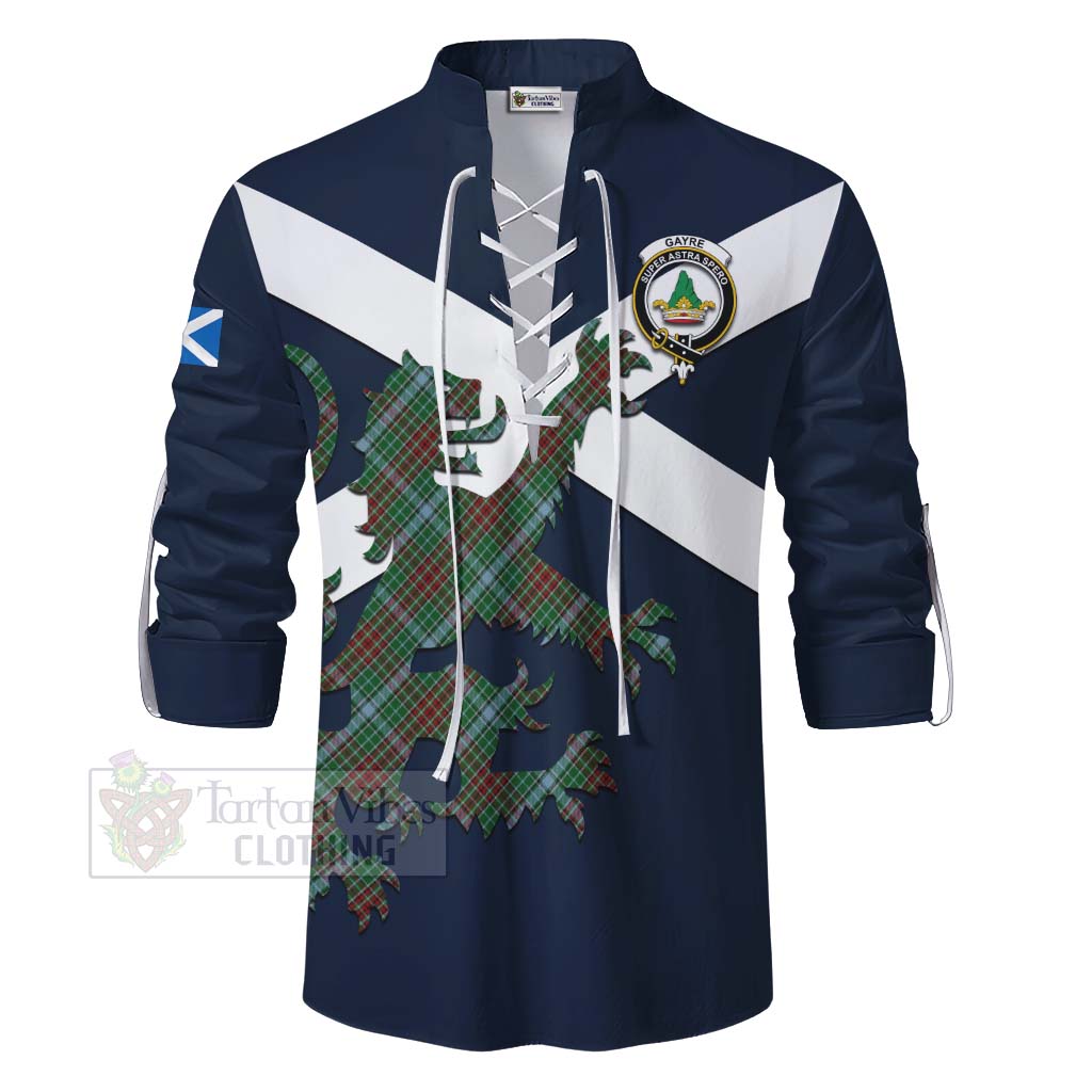 Tartan Vibes Clothing Gayre Tartan Lion Rampant Ghillie Kilt Shirt Proudly Display Your Heritage with Alba Gu Brath and Clan Name