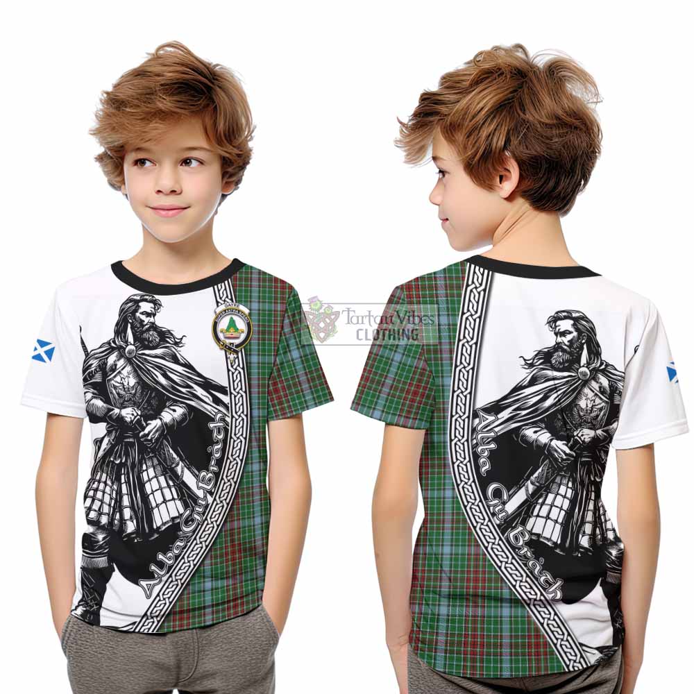 Gayre Tartan Clan Crest Kid T-Shirt with Highlander Warrior Celtic Style