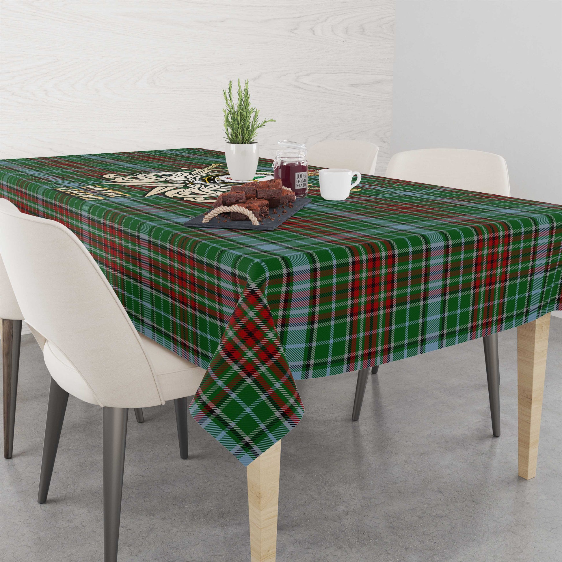 Tartan Vibes Clothing Gayre Tartan Tablecloth with Clan Crest and the Golden Sword of Courageous Legacy