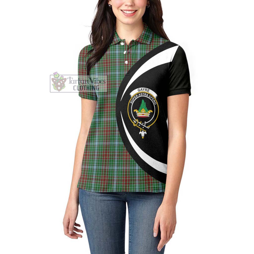 Gayre Tartan Women's Polo Shirt with Family Crest Circle Style - Tartan Vibes Clothing
