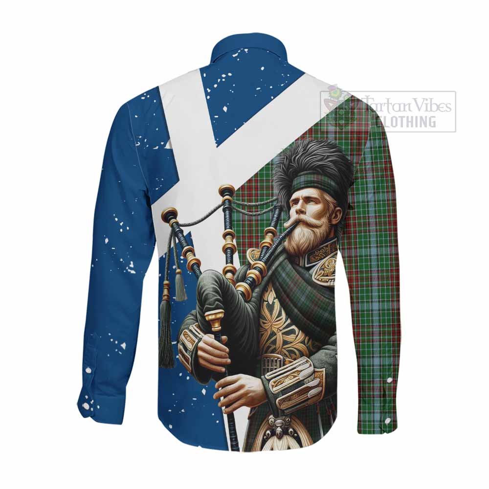 Tartan Vibes Clothing Gayre Tartan Long Sleeve Button Shirt with Family Crest Scottish Bagpiper Vibes