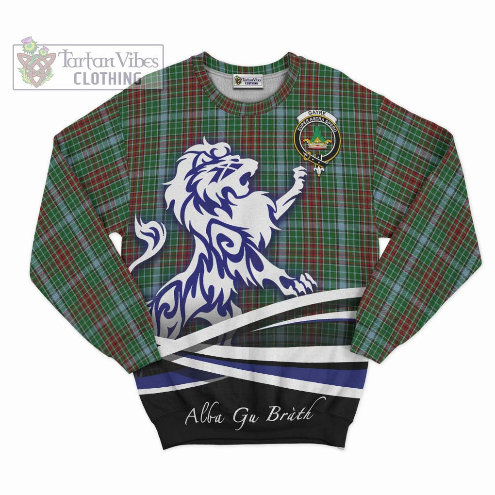 Gayre Tartan Sweatshirt with Alba Gu Brath Regal Lion Emblem - Tartanvibesclothing Shop