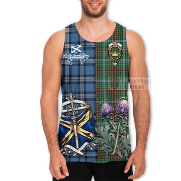 Tartan Vibes Clothing Gayre Tartan Men's Tank Top Happy St. Andrew's Day Half Tartan Style