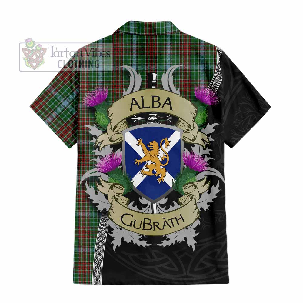 Tartan Vibes Clothing Gayre Tartan Family Crest Short Sleeve Button Shirt Lion Rampant Royal Thistle Shield Celtic Inspired