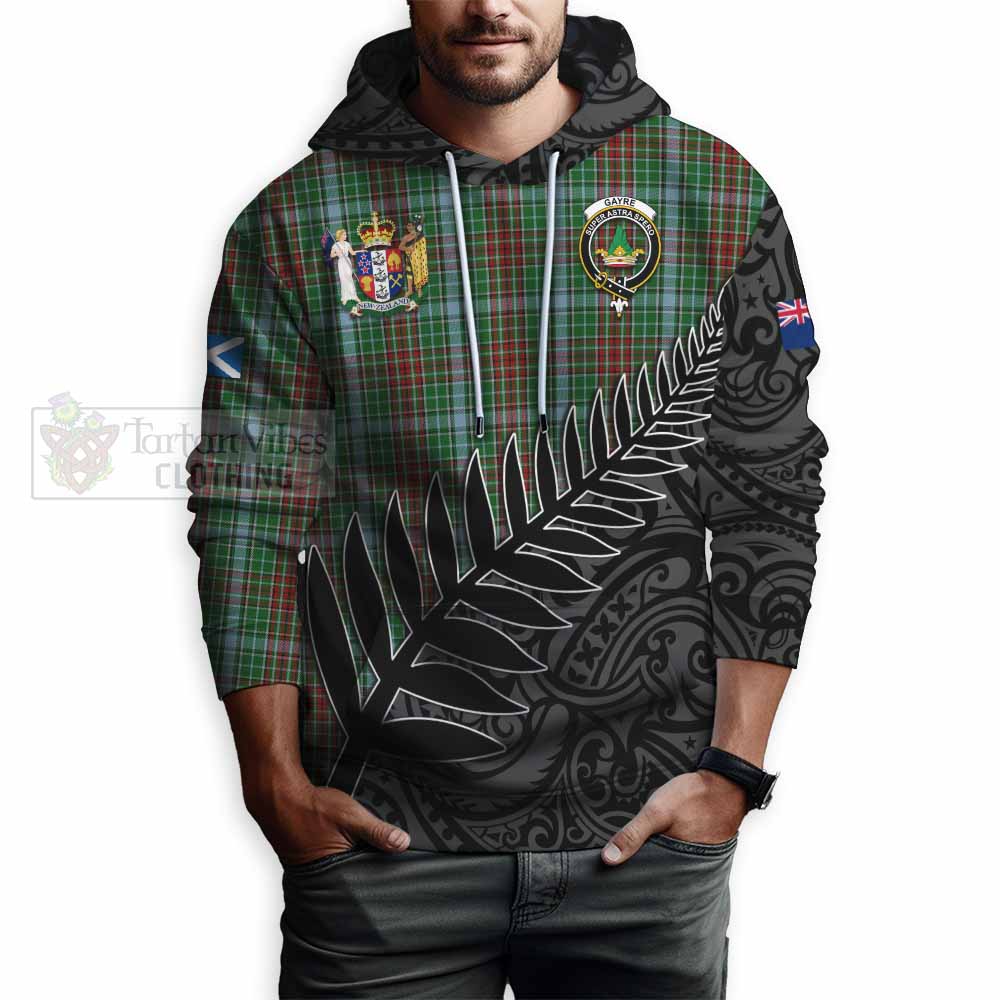 Tartan Vibes Clothing Gayre Crest Tartan Hoodie with New Zealand Silver Fern Half Style
