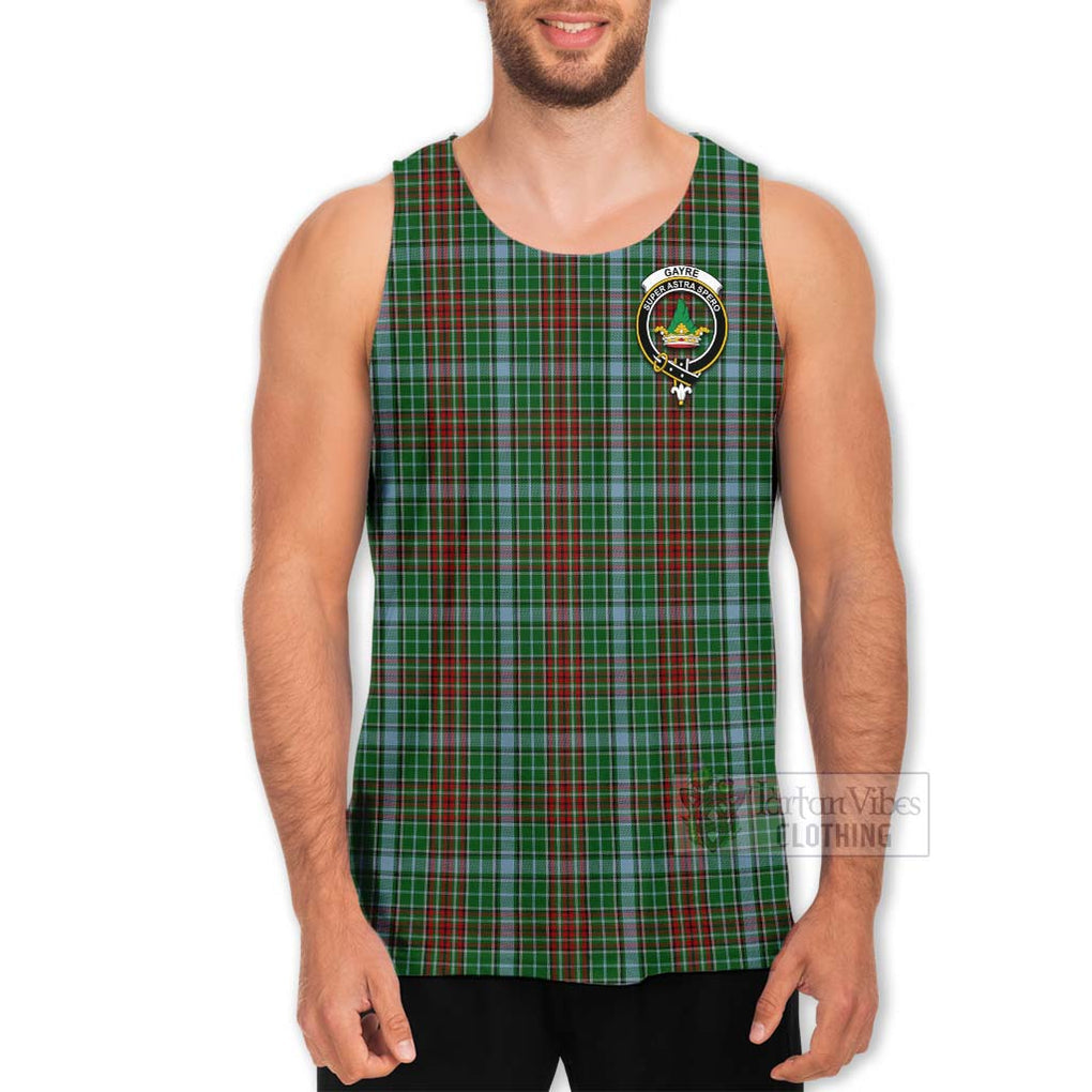 Tartan Vibes Clothing Gayre Tartan Men's Tank Top with Family Crest and Bearded Skull Holding Bottles of Whiskey