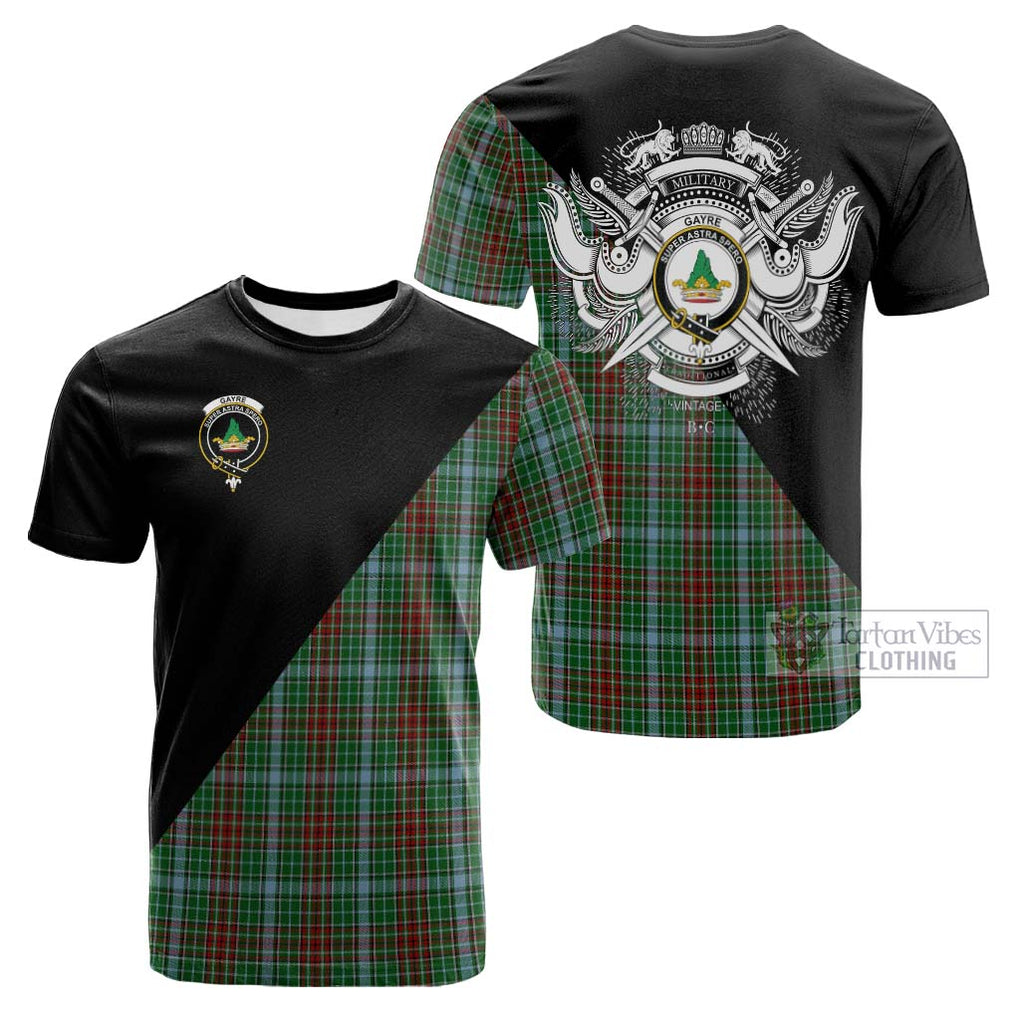 Tartan Vibes Clothing Gayre Tartan Cotton T-shirt with Family Crest and Military Logo Style
