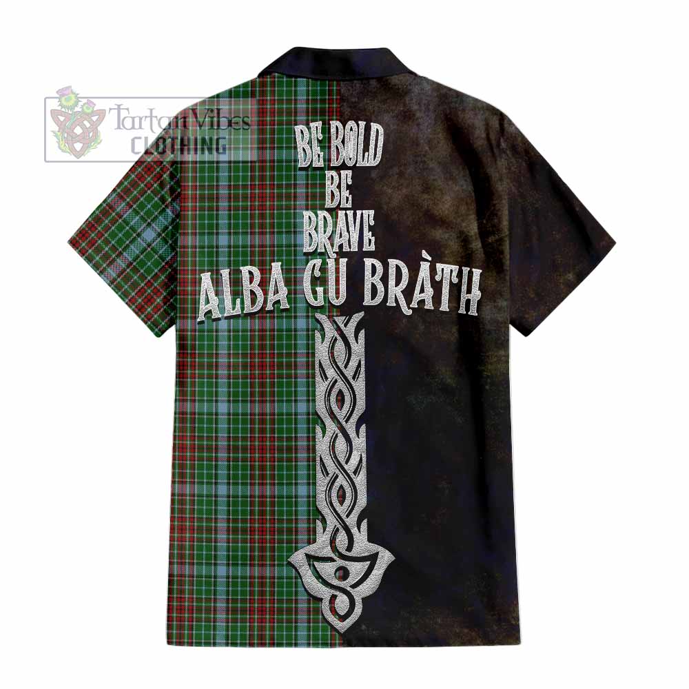 Tartan Vibes Clothing Gayre Tartan Family Crest Short Sleeve Button Shirt Alba Gu Brath Be Brave Lion Ancient Style