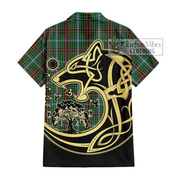 Gayre Tartan Short Sleeve Button Shirt with Family Crest Celtic Wolf Style - Tartan Vibes Clothing