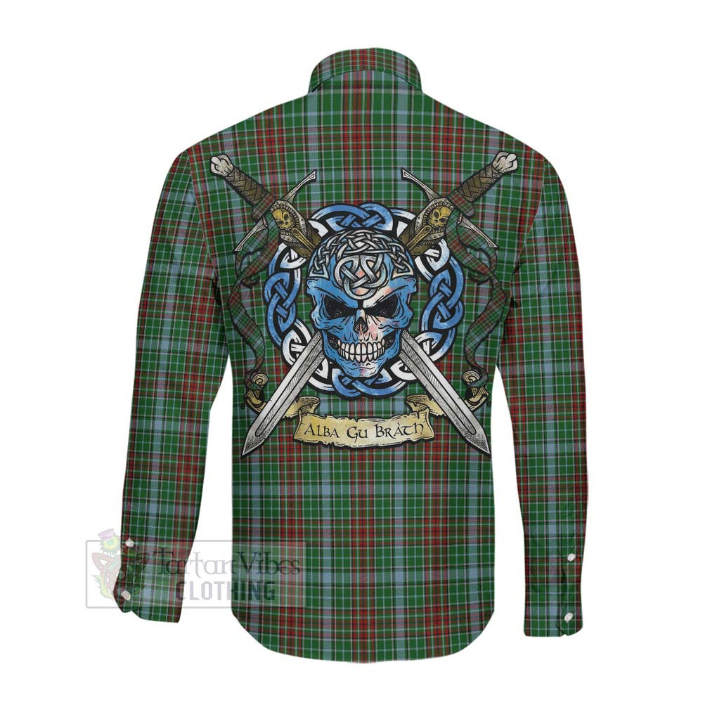 Tartan Vibes Clothing Gayre Tartan Long Sleeve Button Shirt with Family Crest Celtic Skull Style