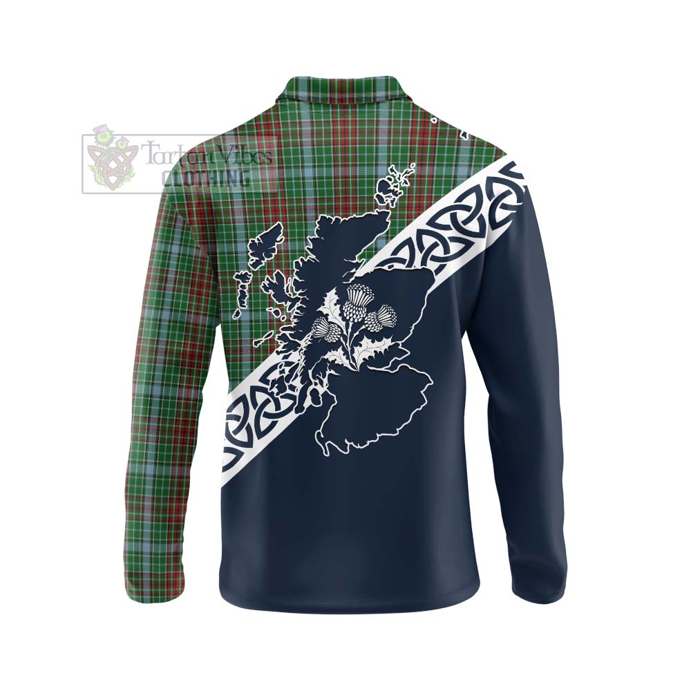 Gayre Tartan Long Sleeve Polo Shirt Featuring Thistle and Scotland Map - Tartan Vibes Clothing