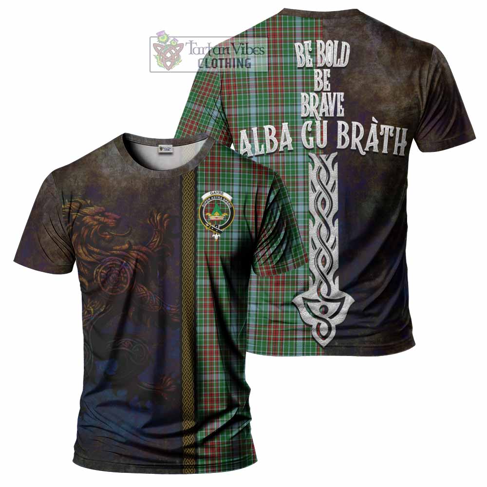 Tartan Vibes Clothing Gayre Tartan Family Crest T-Shirt Alba Gu Brath Be Brave Lion Ancient Style