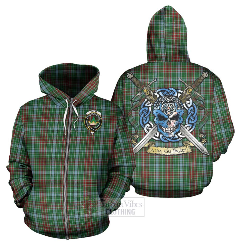 Tartan Vibes Clothing Gayre Tartan Hoodie with Family Crest Celtic Skull Style