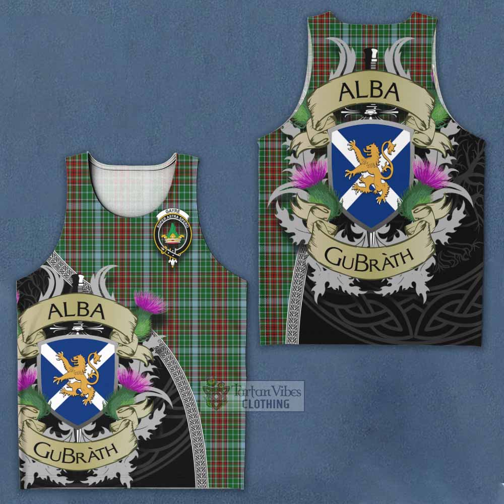 Tartan Vibes Clothing Gayre Tartan Family Crest Men's Tank Top Lion Rampant Royal Thistle Shield Celtic Inspired