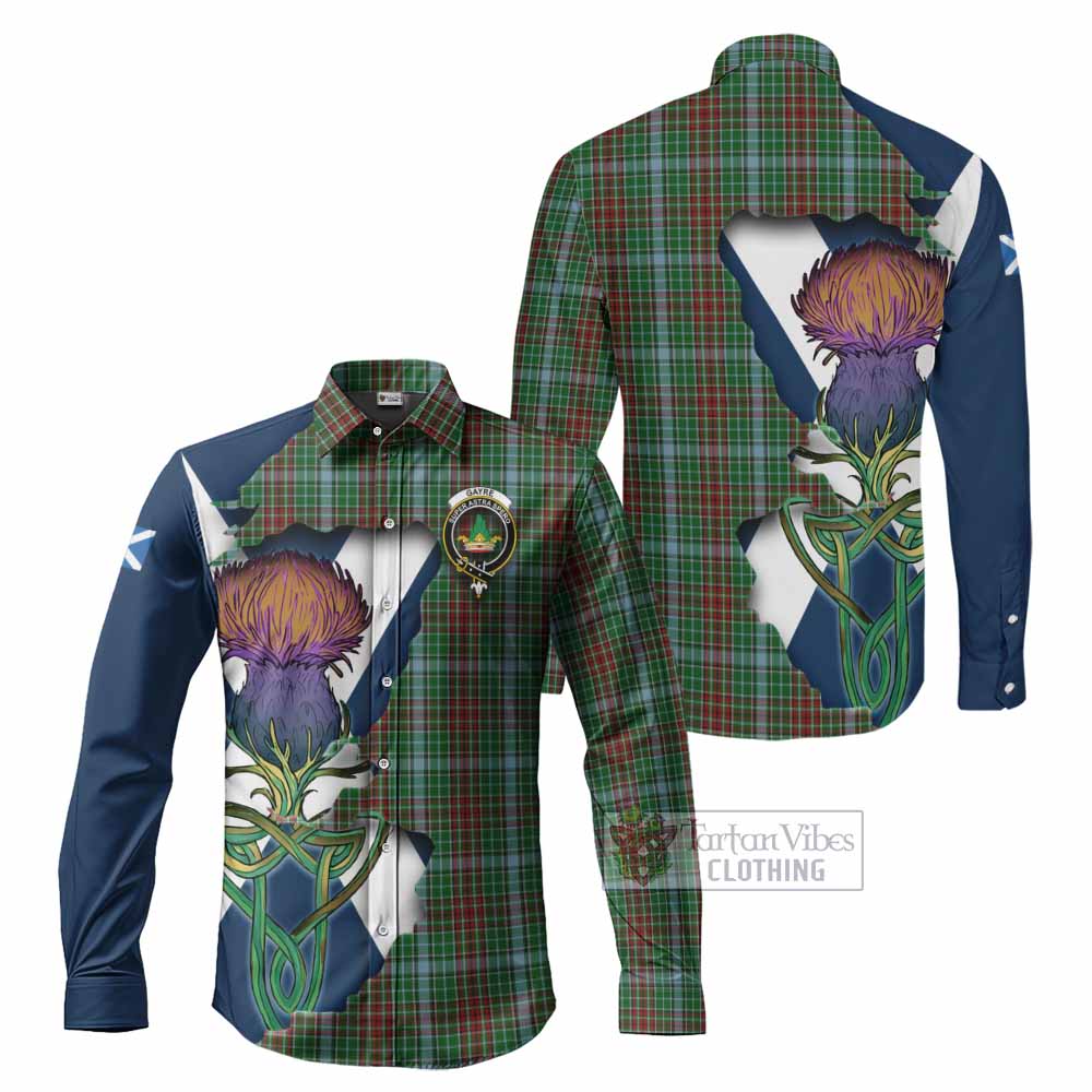 Tartan Vibes Clothing Gayre Tartan Family Crest Long Sleeve Button Shirt Scottish Thistle Celtic Inspired