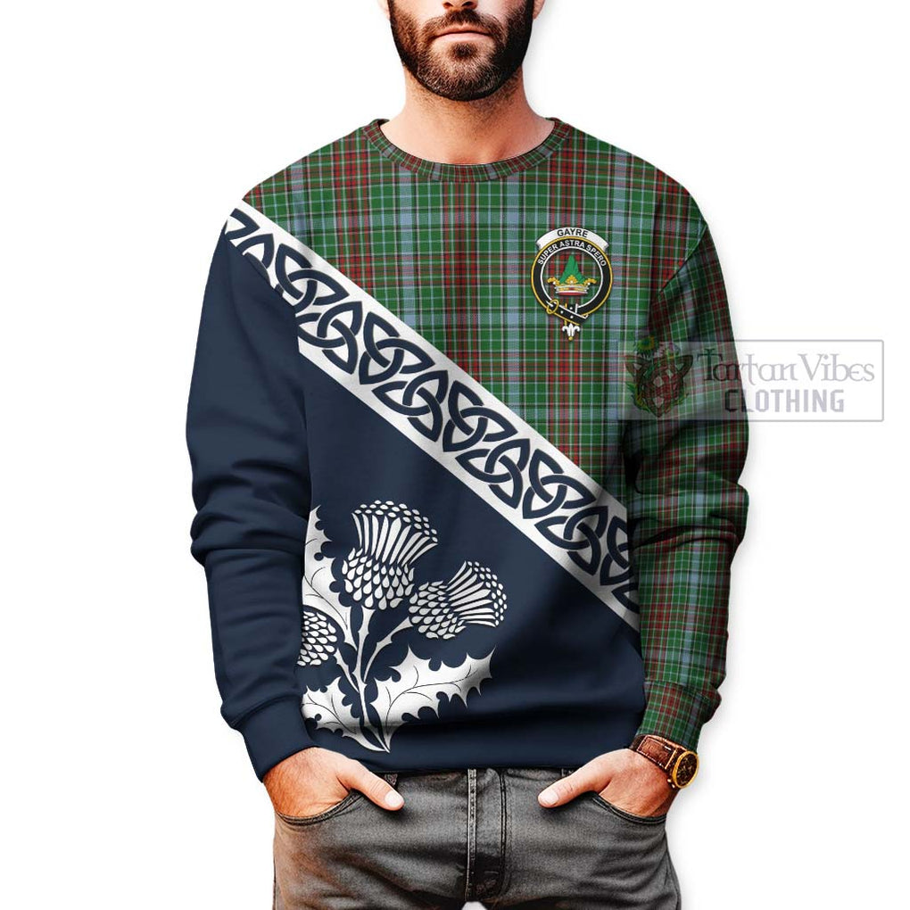 Tartan Vibes Clothing Gayre Tartan Sweatshirt Featuring Thistle and Scotland Map