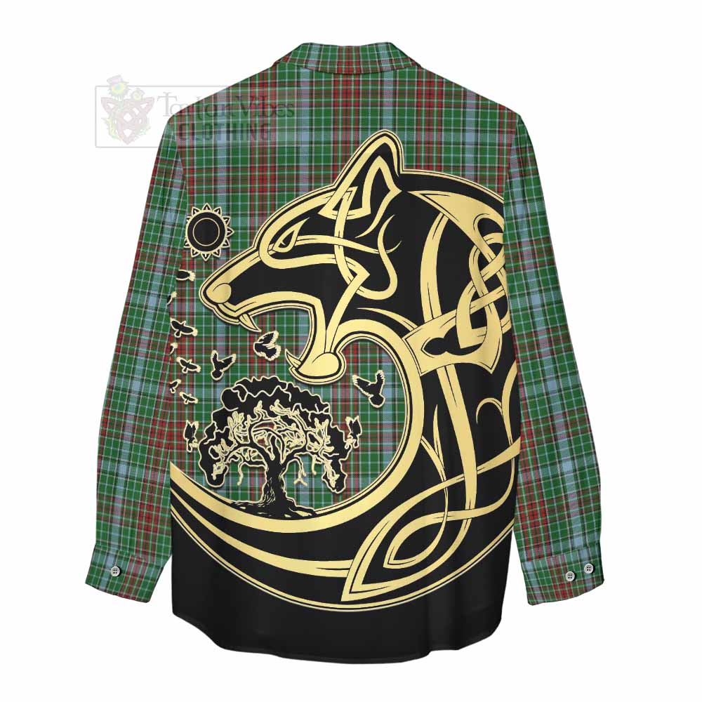 Tartan Vibes Clothing Gayre Tartan Women's Casual Shirt with Family Crest Celtic Wolf Style