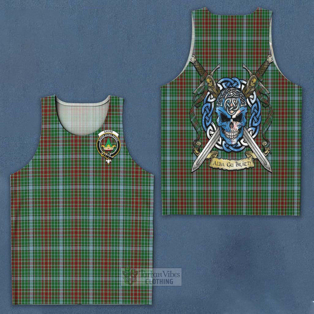 Tartan Vibes Clothing Gayre Tartan Men's Tank Top with Family Crest Celtic Skull Style
