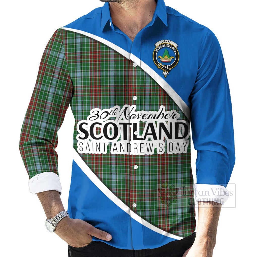 Tartan Vibes Clothing Gayre Family Crest Tartan Long Sleeve Button Shirt Celebrate Saint Andrew's Day in Style