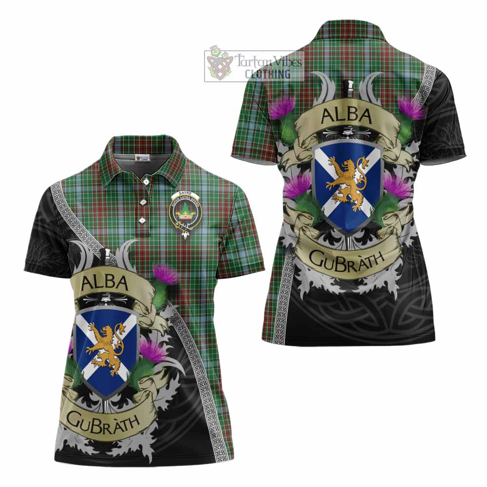Tartan Vibes Clothing Gayre Tartan Family Crest Women's Polo Shirt Lion Rampant Royal Thistle Shield Celtic Inspired