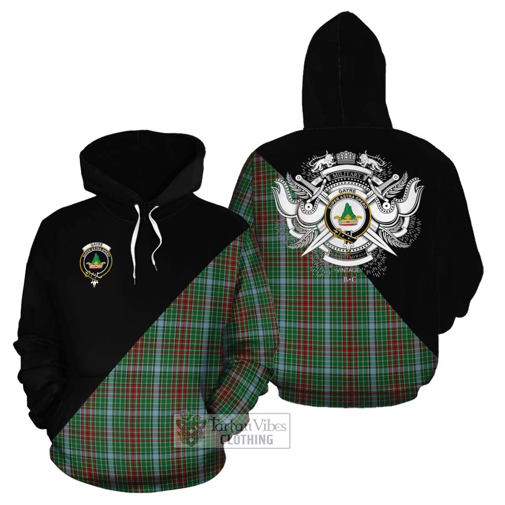 Tartan Vibes Clothing Gayre Tartan Cotton Hoodie with Family Crest and Military Logo Style