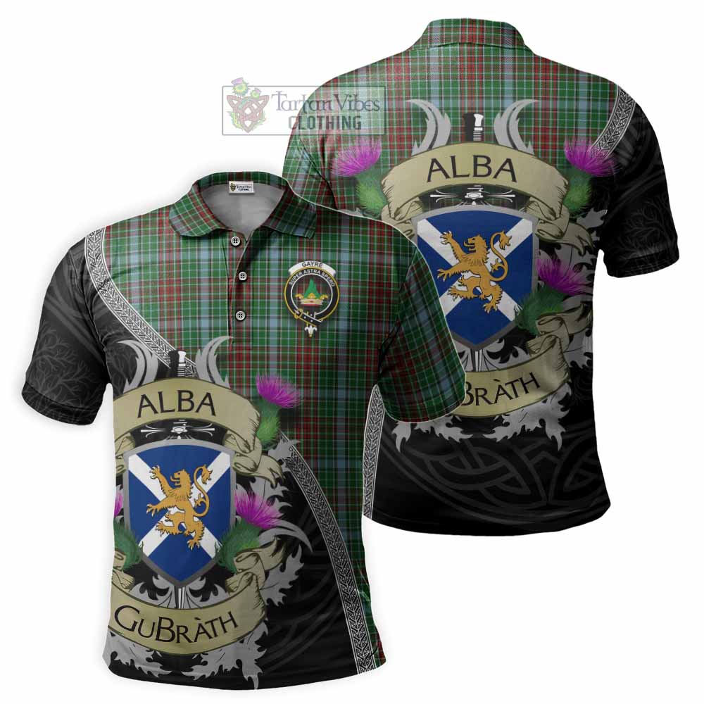 Tartan Vibes Clothing Gayre Tartan Family Crest Polo Shirt Lion Rampant Royal Thistle Shield Celtic Inspired
