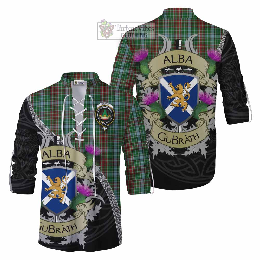 Tartan Vibes Clothing Gayre Tartan Family Crest Ghillie Kilt Shirt Lion Rampant Royal Thistle Shield Celtic Inspired