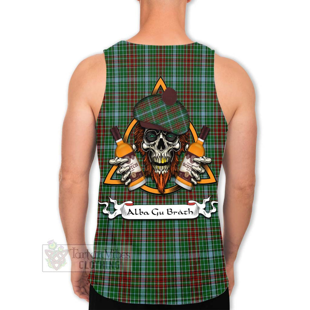 Tartan Vibes Clothing Gayre Tartan Men's Tank Top with Family Crest and Bearded Skull Holding Bottles of Whiskey