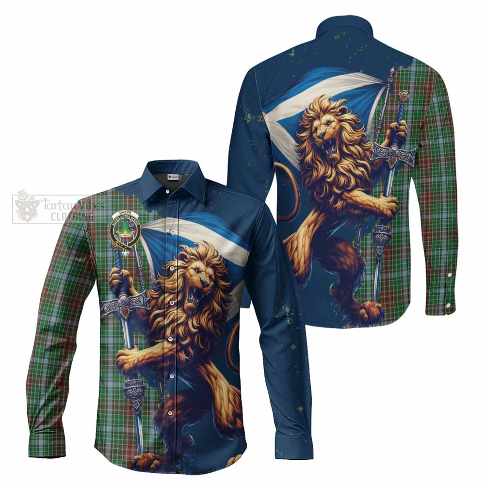 Tartan Vibes Clothing Gayre Tartan Family Crest Long Sleeve Button Shirt with Scottish Majestic Lion