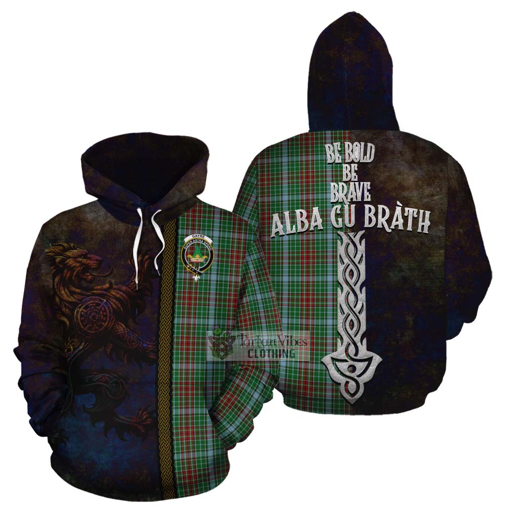 Tartan Vibes Clothing Gayre Tartan Family Crest Cotton Hoodie Alba Gu Brath Be Brave Lion Ancient Style