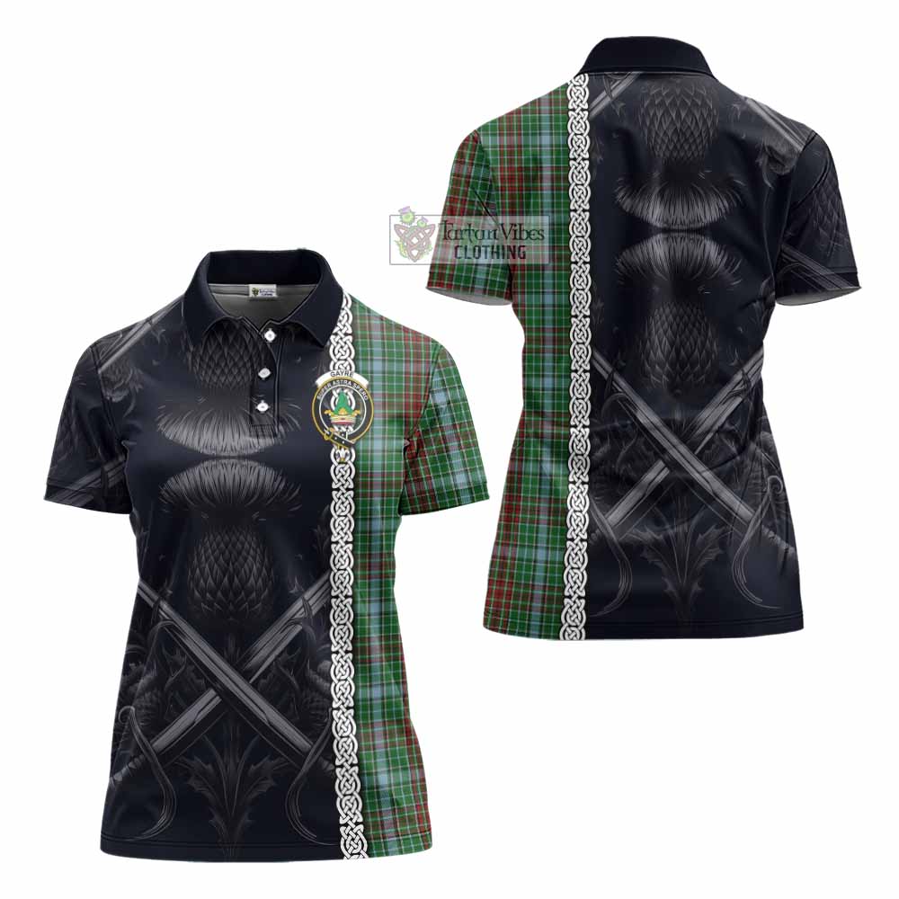 Tartan Vibes Clothing Gayre Tartan Women's Polo Shirt with Family Crest Cross Sword Thistle Celtic Vibes