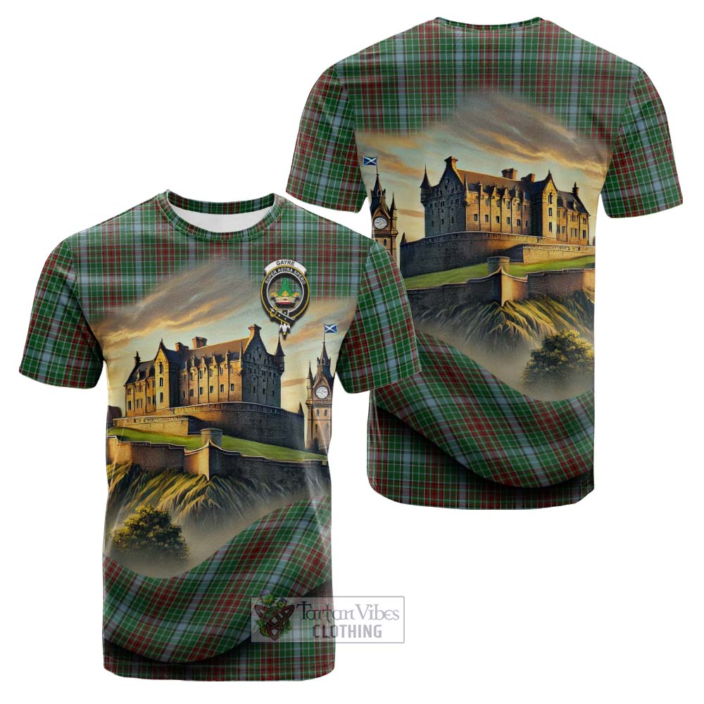 Tartan Vibes Clothing Gayre Tartan Family Crest Cotton T-shirt with Scottish Ancient Castle Style