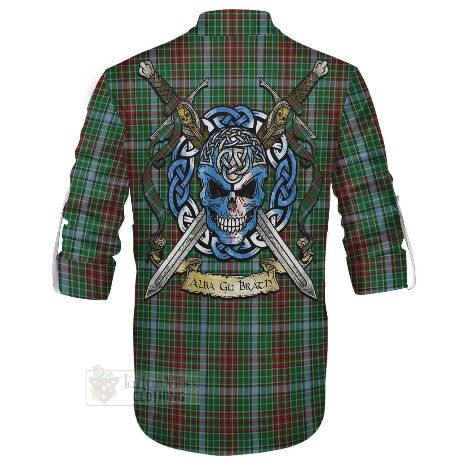 Tartan Vibes Clothing Gayre Tartan Ghillie Kilt Shirt with Family Crest Celtic Skull Style