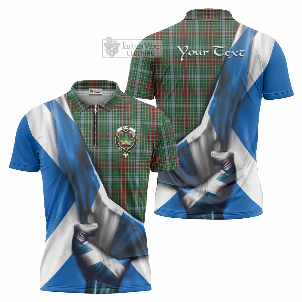 Tartan Vibes Clothing Gayre Tartan Zipper Polo Shirt with Family Crest Scotland Patriotic Style