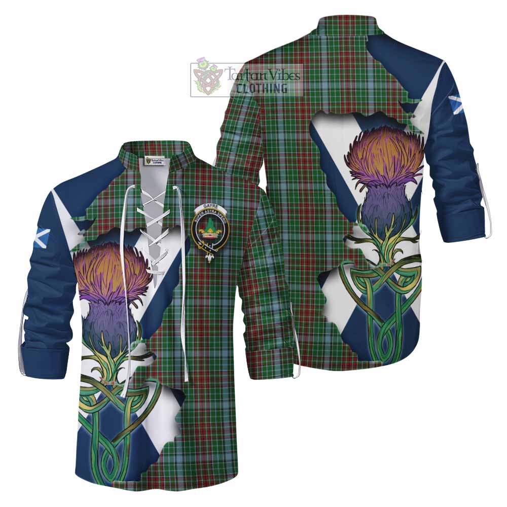 Tartan Vibes Clothing Gayre Tartan Family Crest Ghillie Kilt Shirt Scottish Thistle Celtic Inspired