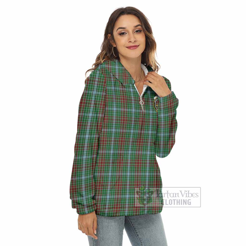 Tartan Vibes Clothing Gayre Tartan Crest Women's Borg  Half Zip Fleece Hoodie