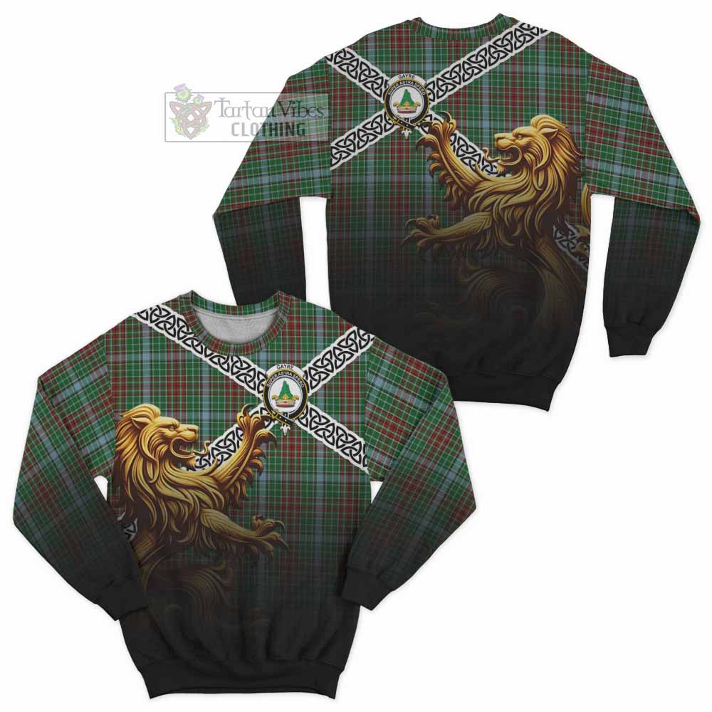 Tartan Vibes Clothing Gayre Crest Tartan Sweatshirt with Golden Lion Emblem Celtic Style