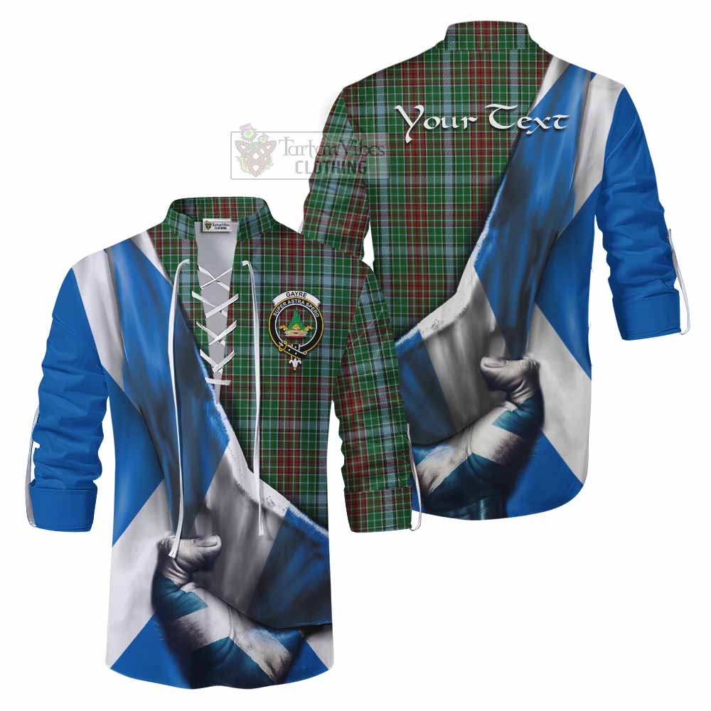 Tartan Vibes Clothing Gayre Tartan Ghillie Kilt Shirt with Family Crest Scotland Patriotic Style