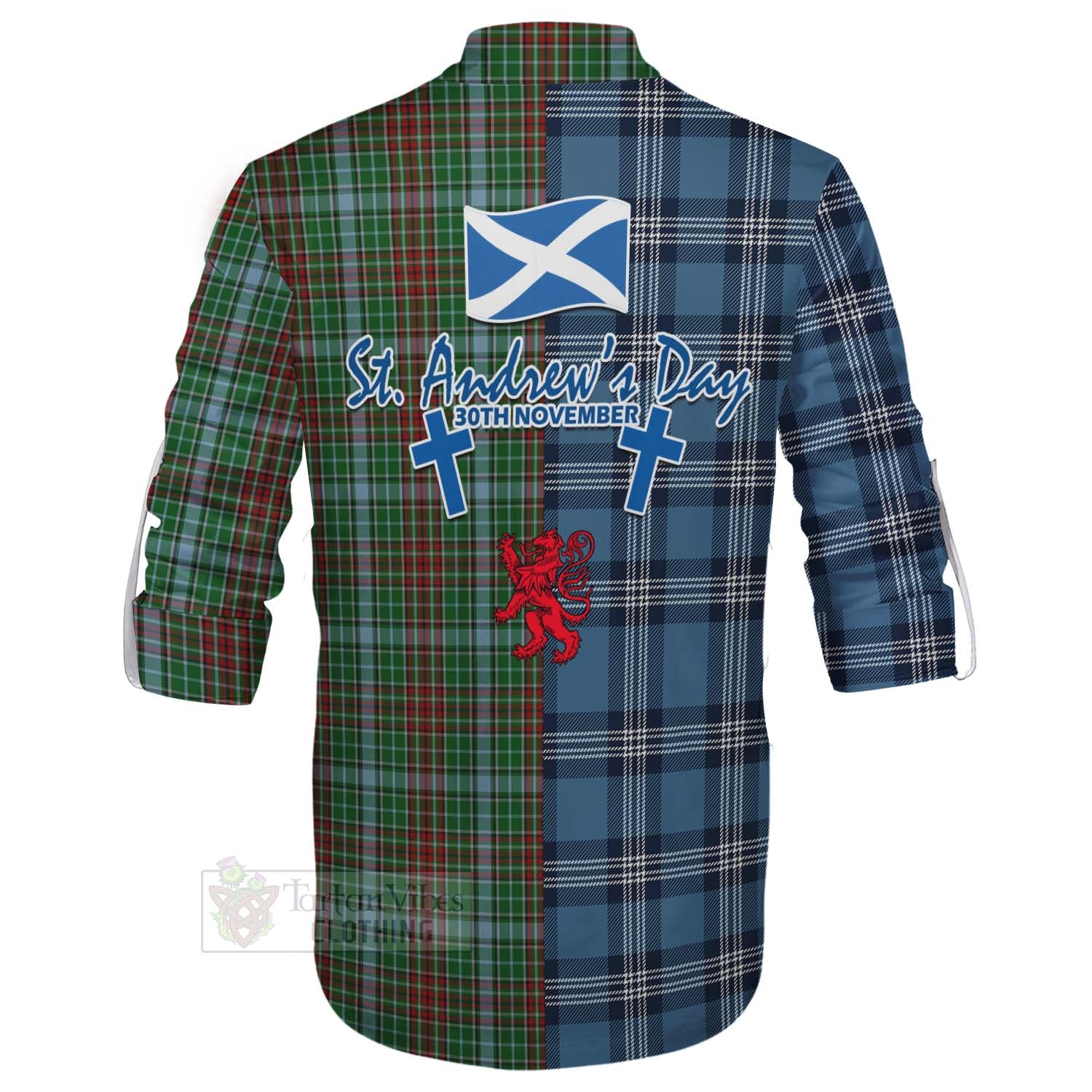 Tartan Vibes Clothing Gayre Tartan Ghillie Kilt Shirt Happy St. Andrew's Day Half Tartan Style