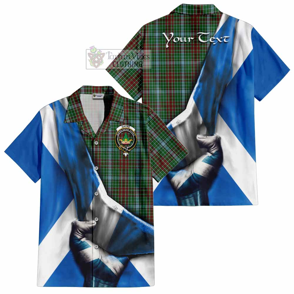 Tartan Vibes Clothing Gayre Tartan Short Sleeve Button Shirt with Family Crest Scotland Patriotic Style