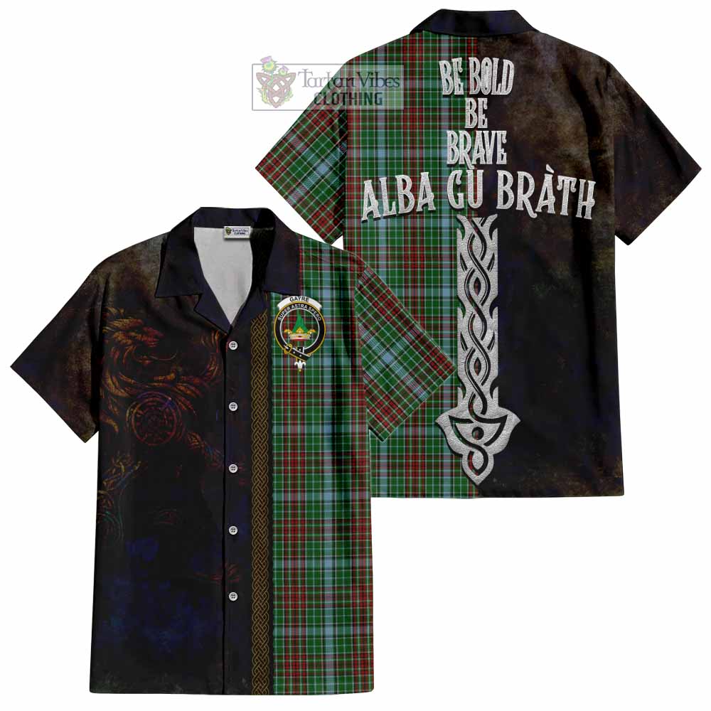Tartan Vibes Clothing Gayre Tartan Family Crest Short Sleeve Button Shirt Alba Gu Brath Be Brave Lion Ancient Style