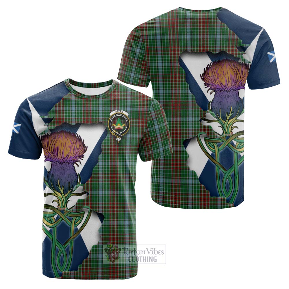 Tartan Vibes Clothing Gayre Tartan Family Crest Cotton T-shirt Scottish Thistle Celtic Inspired