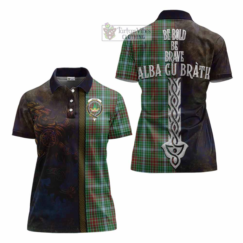 Tartan Vibes Clothing Gayre Tartan Family Crest Women's Polo Shirt Alba Gu Brath Be Brave Lion Ancient Style