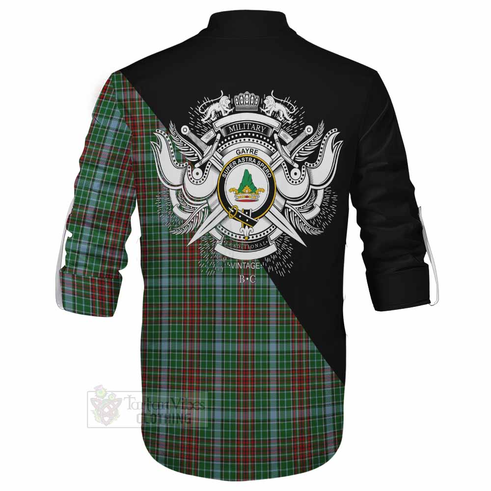 Tartan Vibes Clothing Gayre Tartan Ghillie Kilt Shirt with Family Crest and Military Logo Style