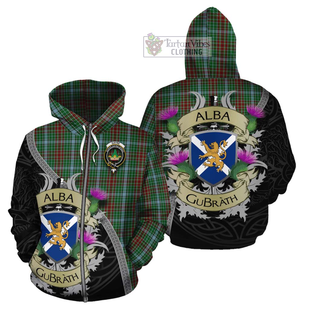 Tartan Vibes Clothing Gayre Tartan Family Crest Cotton Hoodie Lion Rampant Royal Thistle Shield Celtic Inspired