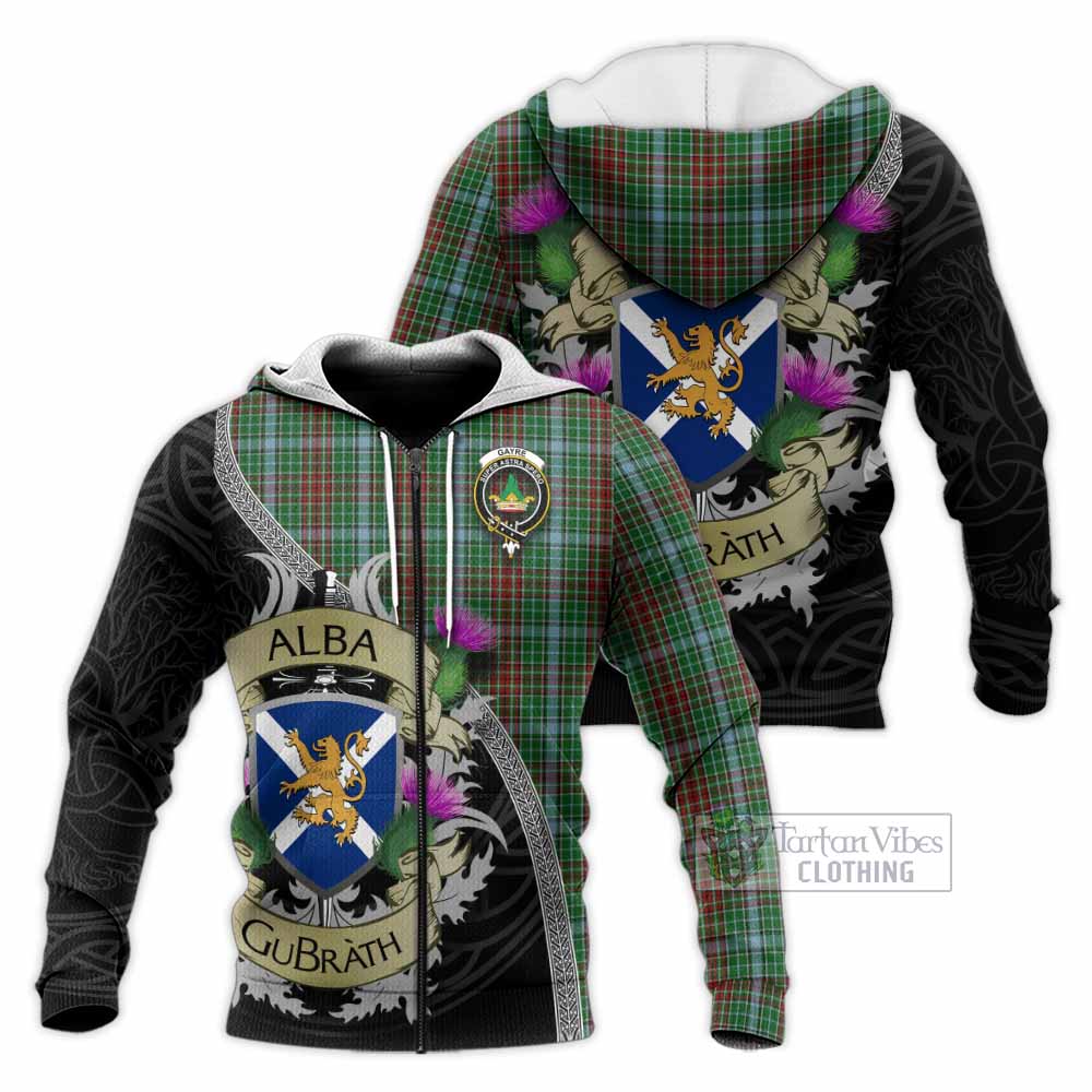 Tartan Vibes Clothing Gayre Tartan Family Crest Knitted Hoodie Lion Rampant Royal Thistle Shield Celtic Inspired