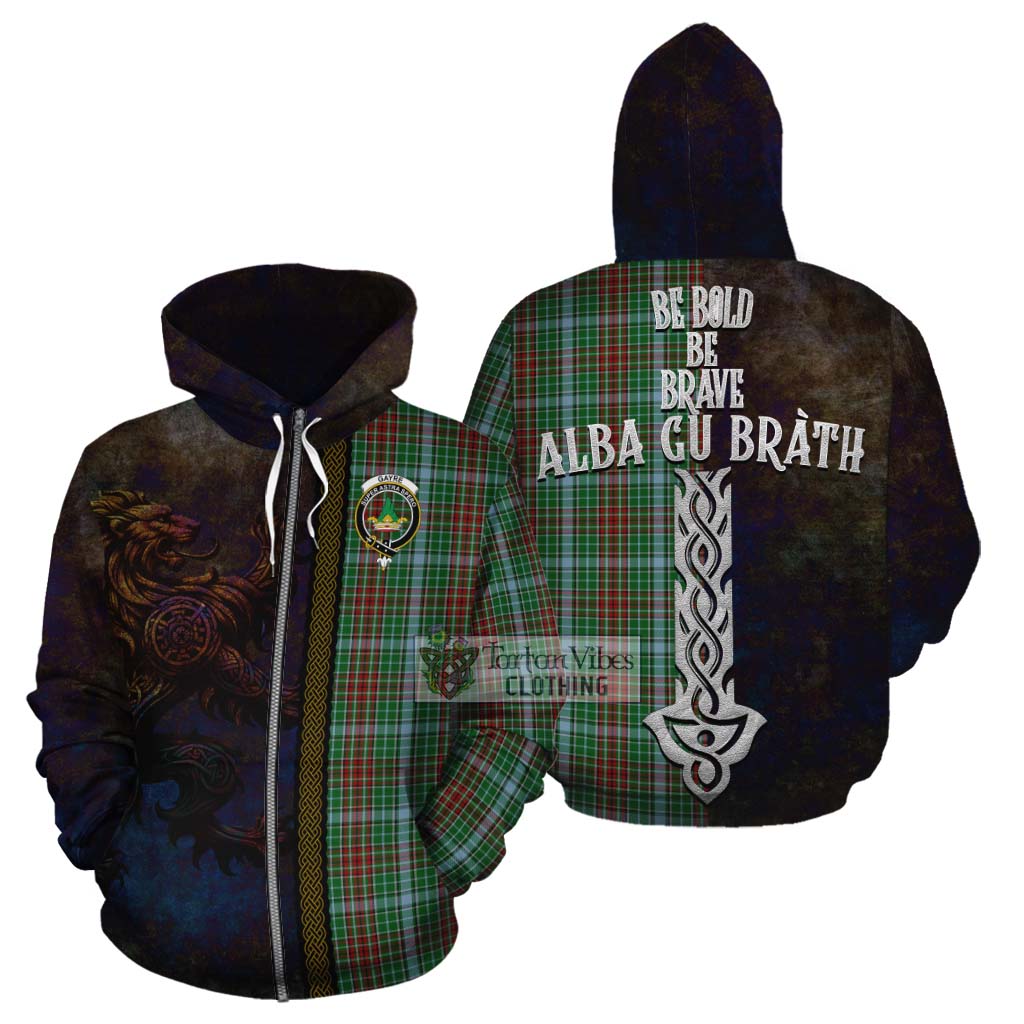 Tartan Vibes Clothing Gayre Tartan Family Crest Cotton Hoodie Alba Gu Brath Be Brave Lion Ancient Style