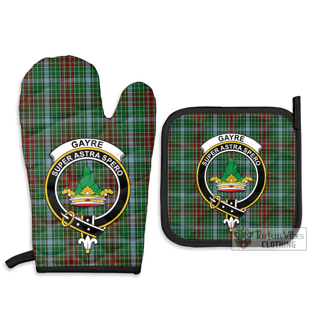 Gayre Tartan Combo Oven Mitt & Pot-Holder with Family Crest Combo 1 Oven Mitt & 2 Pot-Holder Black - Tartan Vibes Clothing