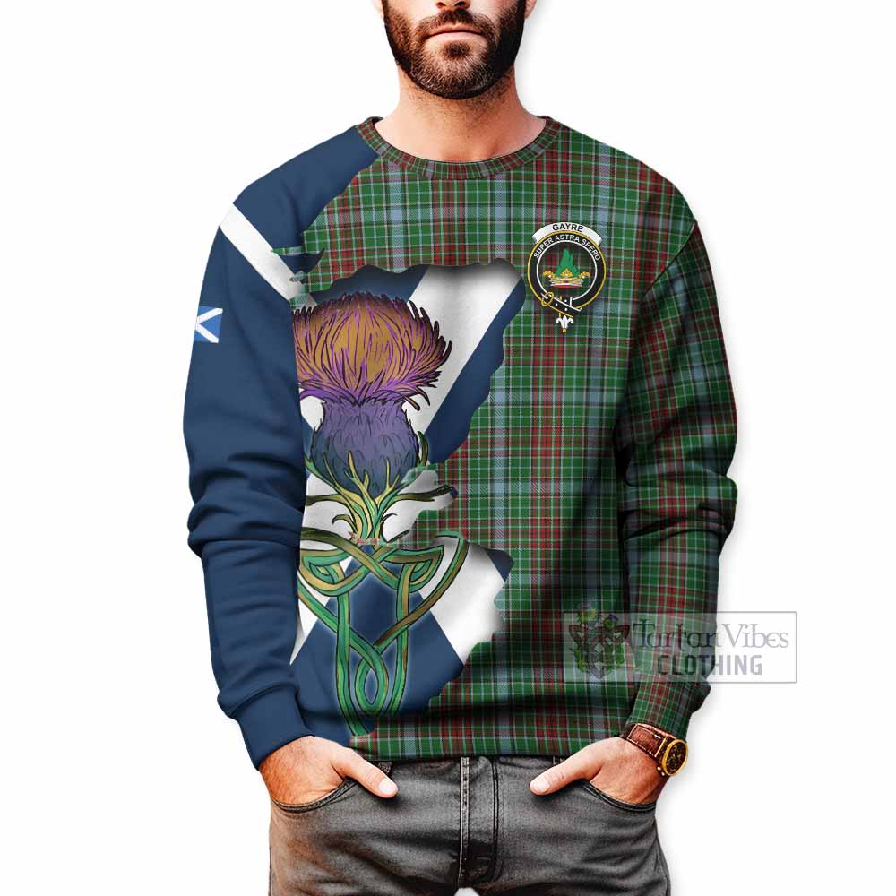 Tartan Vibes Clothing Gayre Tartan Family Crest Sweatshirt Scottish Thistle Celtic Inspired